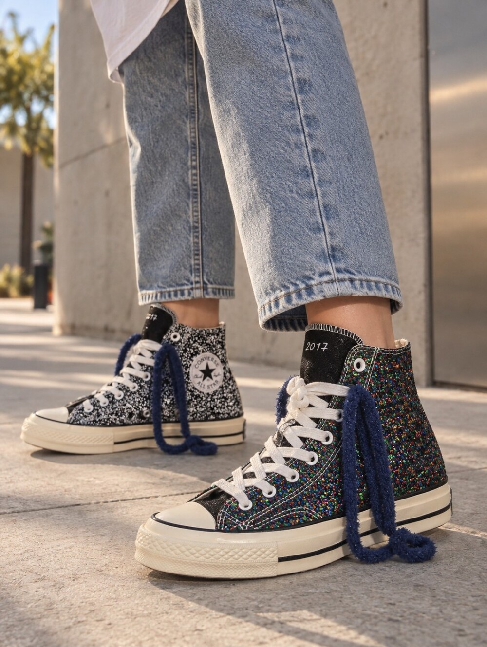 Converse x JW Anderson Chuck 70 Hi Glitter Multicolor Sneakers Women 6